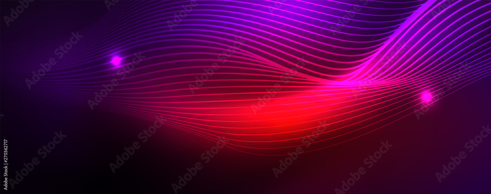 Neon vector wave lines abstract background, magic futuristic techno design Neon vector wave lines abstract background, magic futuristic techno design