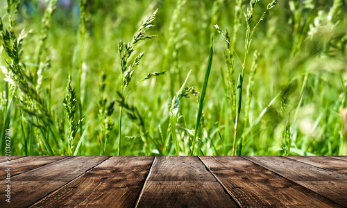 Wooden spring table. Natura...