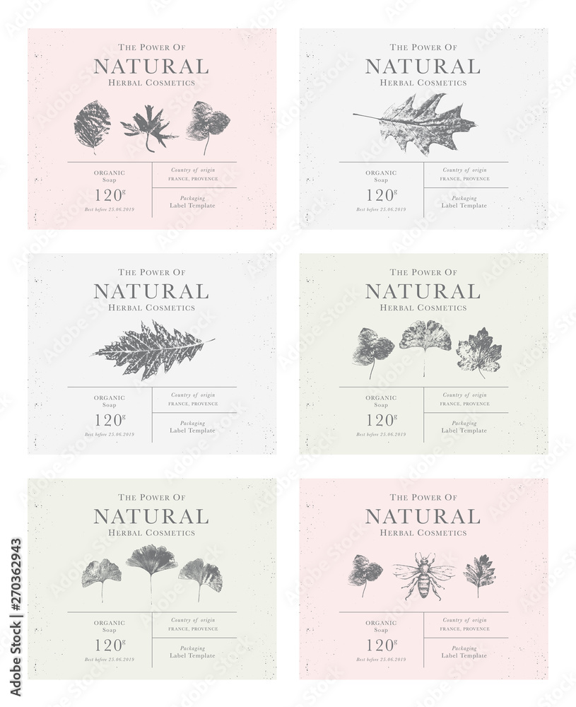 Set of customizable vintage label of Natural organic herbal products.