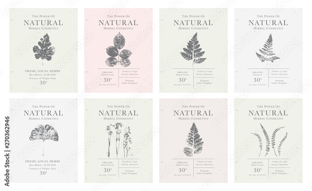 Set of customizable vintage label of Natural organic herbal products.
