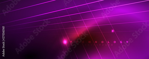 Shiny color neon light with lines, abstract wallpaper, shiny motion, magic space light. Techno abstract background