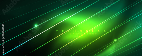 Vector neon light lines concept, abstract background