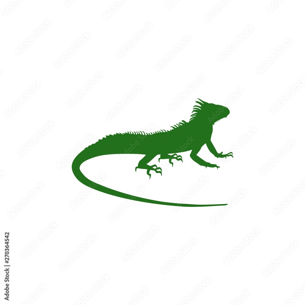 Fototapeta premium Green Chameleon silhouette isolated on white background