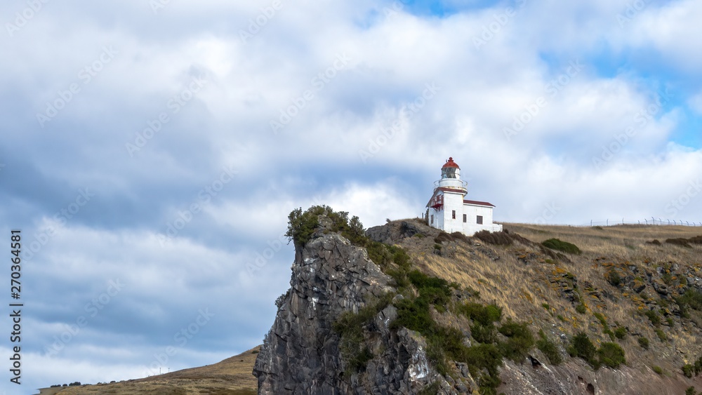lighthouse on the top of coastal rock