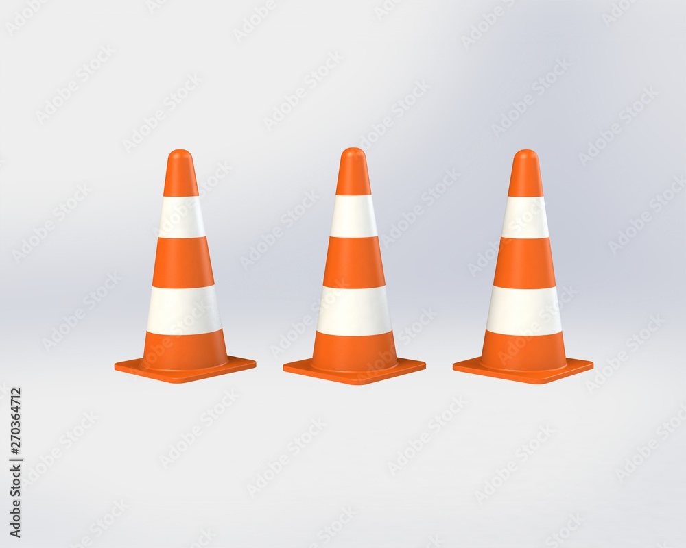 3d traffic cones with white and orange stripes on white background - Illustration 3d traffic cones with white and orange stripes on white background - Illustration