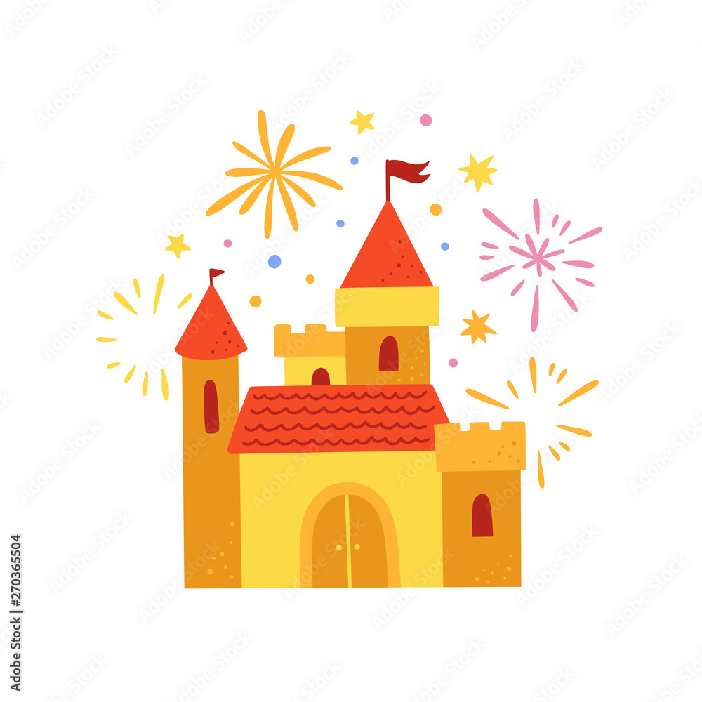 Magic castle vector illustration. Vector fairy tale palace and ...