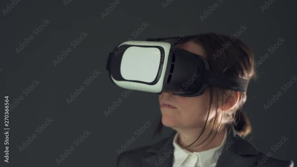 Businesswoman using Vr glasses