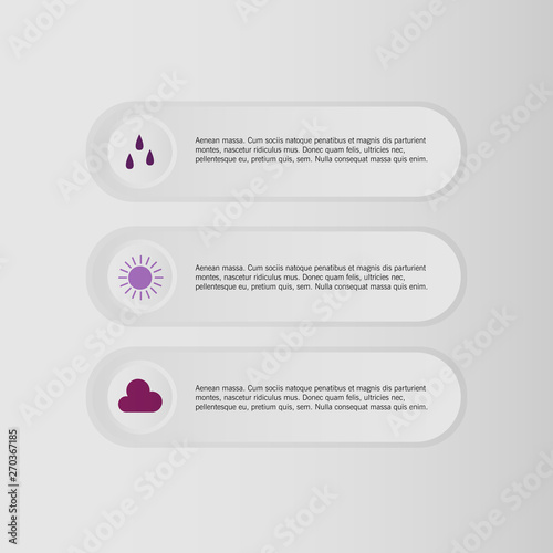 Infographic arrows with 3 step up options and glass elements. Vector template in flat design style