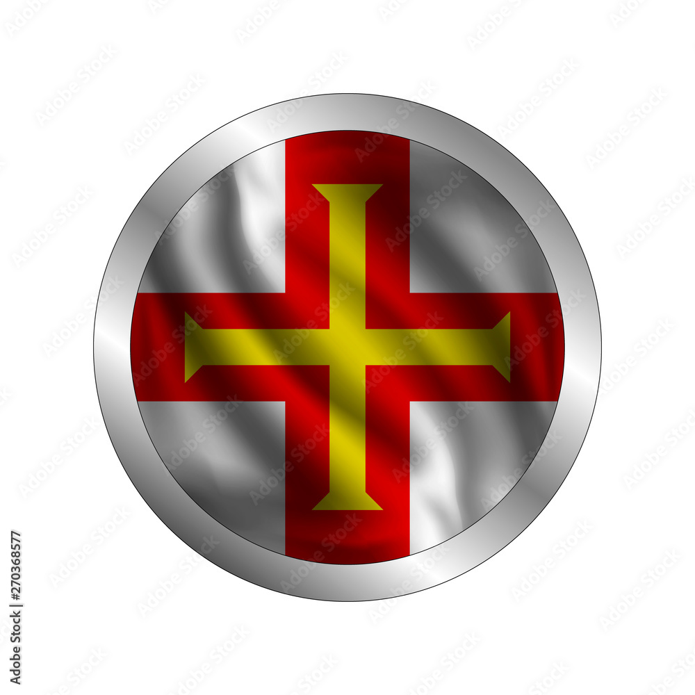 Fototapeta premium Waving Guernsey flag, the flag of Guernsey, vector illustration