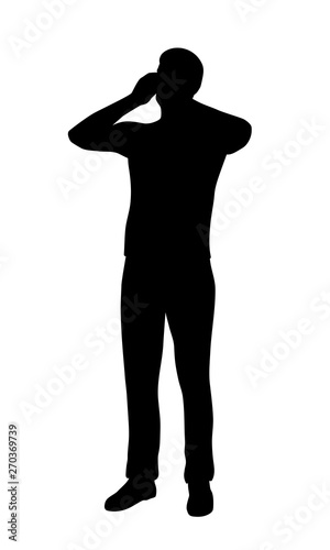 The silhouette of a man is screaming loudly