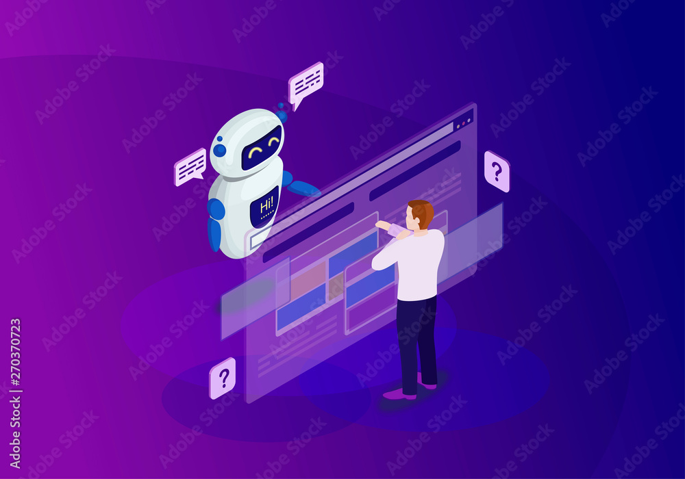 Chatbot isometric color vector illustration Stock Vector | Adobe Stock