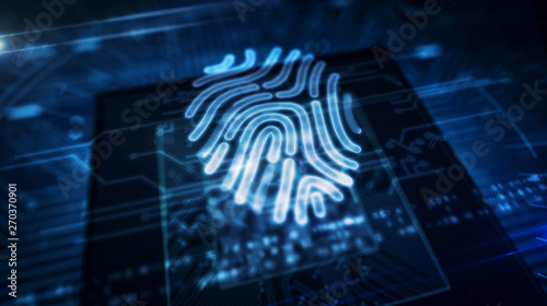 CPU on board with fingerprint symbol hologram display