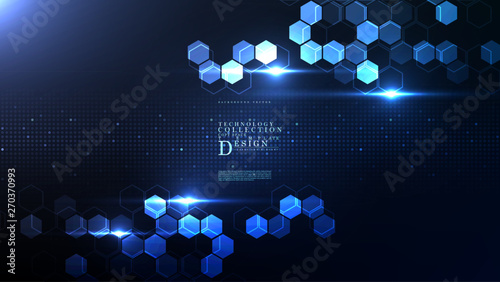 Technology abstract illumination hexagon background template copy space vector