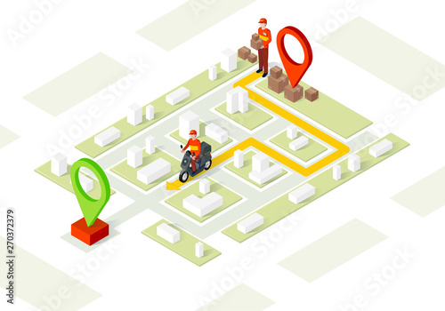 Delivery service isometric vector illustration