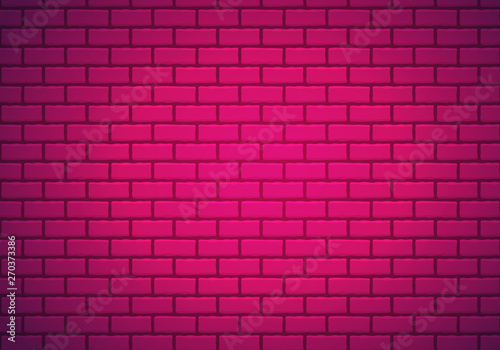 Vector Background of Pink Brick Wall. Neon Seamless Pattern for Night Party Posters, Banners or Advertisements.