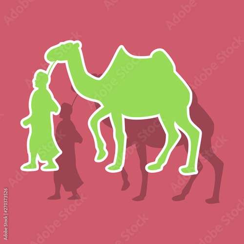 paper sticker on theme Arabic business bedouin with a camel