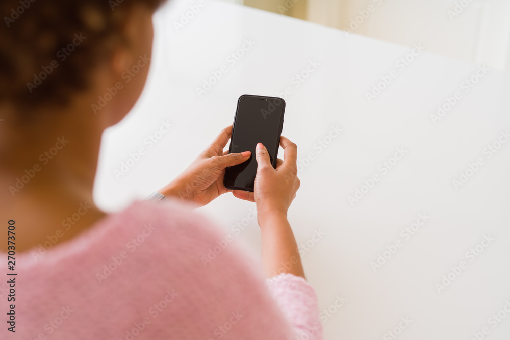 Φωτογραφία Close up of woman using blank screen of smartphone
