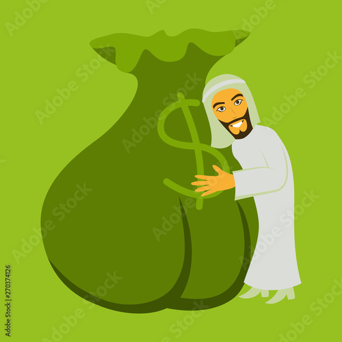 flat icon on theme Arabic business Muslim and bag money