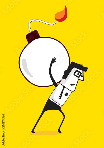 Businessman carrying crisis burden. Business metaphors.