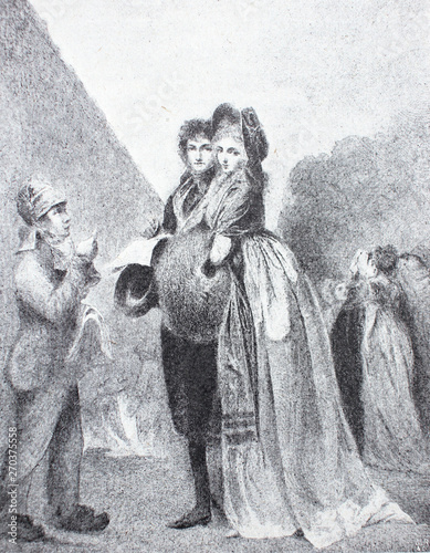 Photos The painting The newspaper seller by Boilly in the vintage book The Painting History, by R