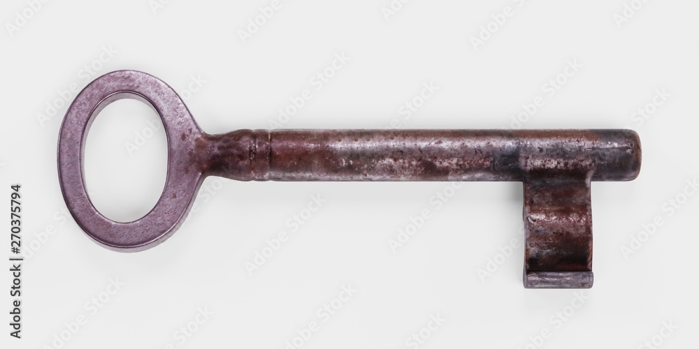 Realistic 3D Render of Classic Old Key Realistic 3D Render of Classic Old Key