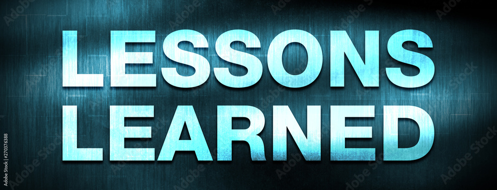 Lessons Learned abstract blue banner background