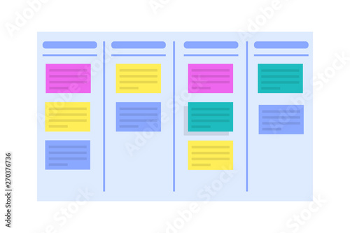 Scrum or canban task board concept. Notes for agile software development. Vector illustration.