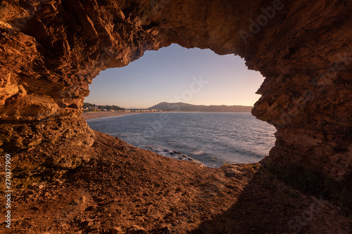 View at the Hendaia's beach from a cove next to the beach at the Basque Country. © Jorge Argazkiak