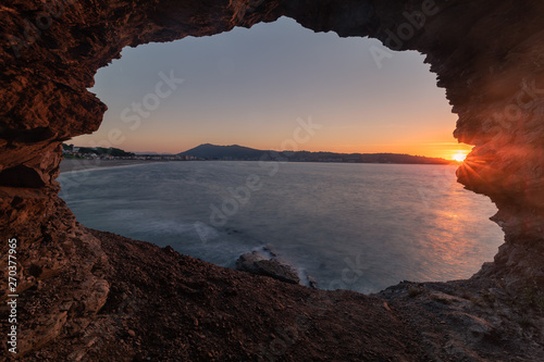 View at the Hendaia's beach from a cove next to the beach at the Basque Country. © Jorge Argazkiak