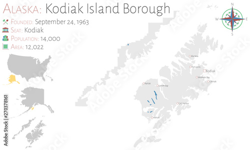 Large and detailed map of Kodiak Island Borough in Alaska  USA