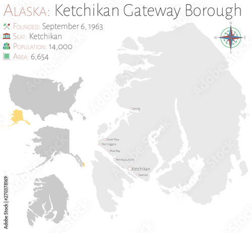 Large and detailed map of Ketchikan Gateway borough in Alaska, USA