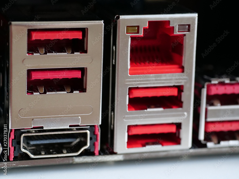 Ports of motherboard Stock Photo Adobe Stock