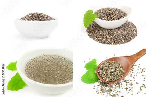 Group of chia seeds isolated over a white background photo