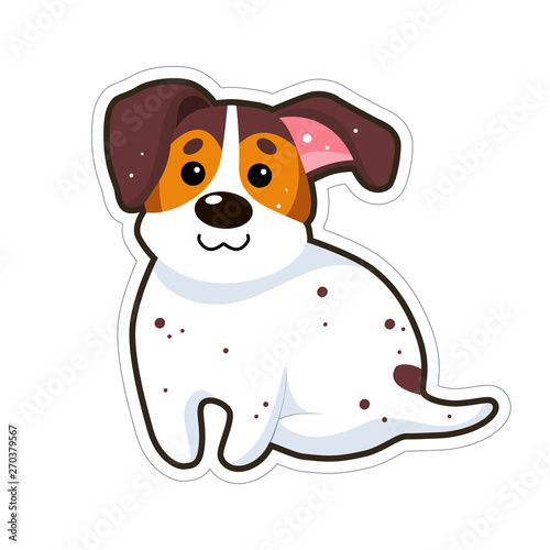 Dog emoji sticker  patche. Vector illustration. Cartoon Jack Russell Terrier. Cute Pet cartoon. Cute dog. Flat style. Jack Russell puppy.