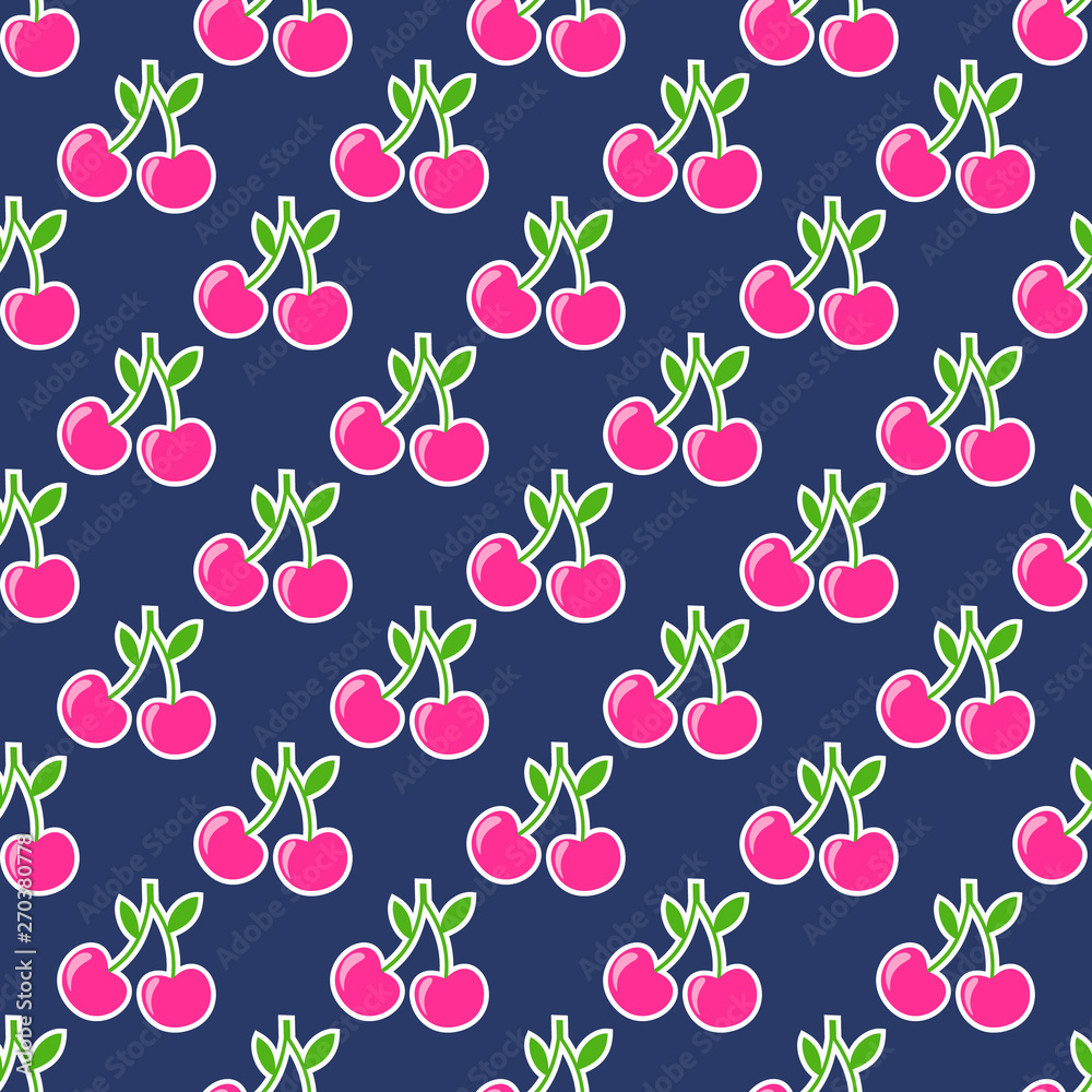 Summer seamless pattern with cherries. Vector illustration Summer seamless pattern with cherries. Vector illustration