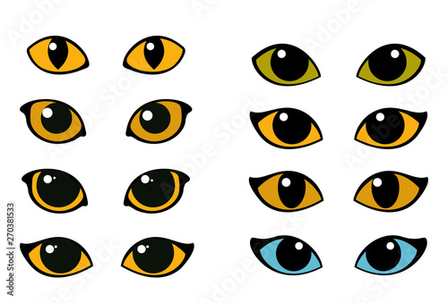 Cat and wild animals eye vector set