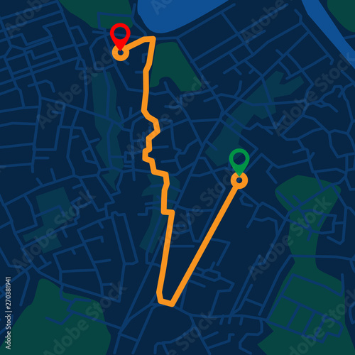 Creative infographic city map navigation for your dashboard concept design. Top and night time view. Vector illustration.