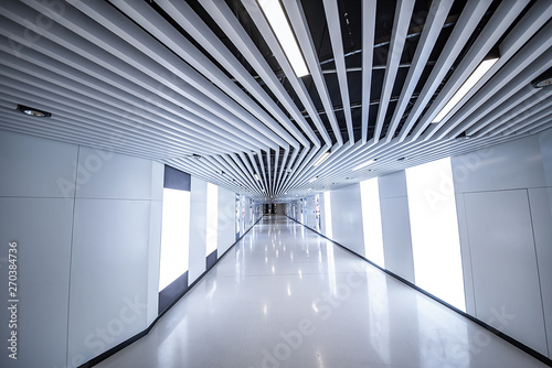 Fototapeta Naklejka Na Ścianę i Meble -  Perspective underground passage corridor modern building interior space environment background material