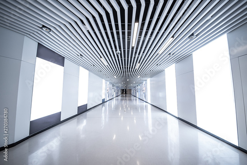 Fototapeta Naklejka Na Ścianę i Meble -  Perspective underground passage corridor modern building interior space environment background material