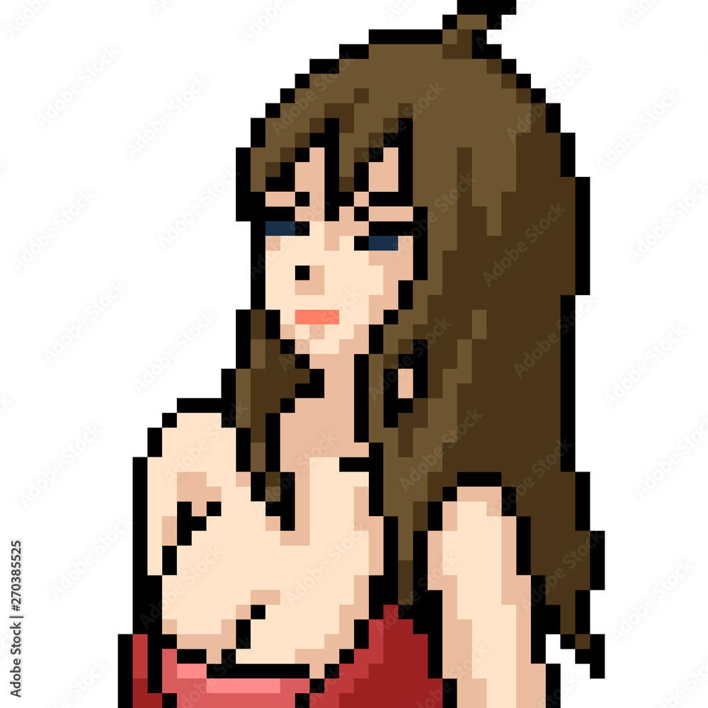 vector pixel art anime girl