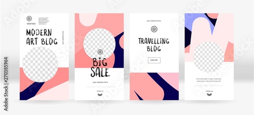 Abstract backgrounds for social media. Trendy stories templates for social networks