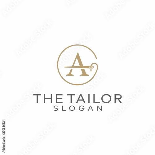 Letter A thread logo. Needle icon vector design. Tailor logo design