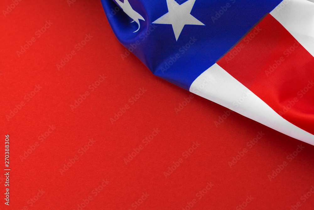 American flag on red background American flag on red background