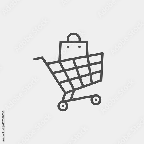 Food cart flat vector icon. Purchases flat vector icon