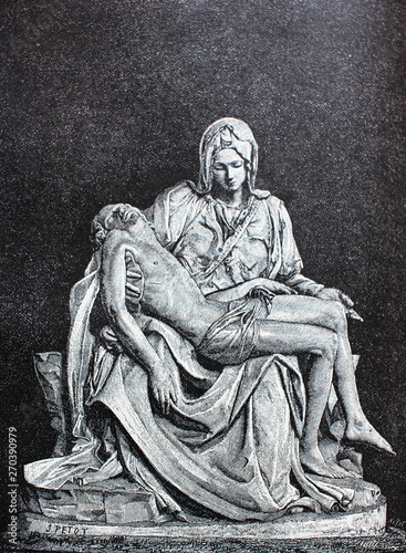 Grieving Mother of God by Michelangelo in the vintage book Michelangelo by S.M. Bryliant, St. Petersburg, 1891 © wowinside