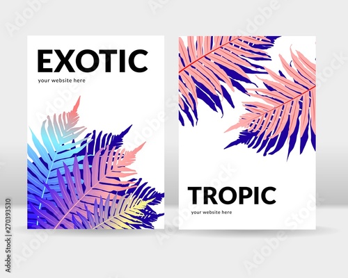 Abstract exotic tropical leaves poster background. It can be used for posters, cards, flyers, brochures, magazines and any kind of cover