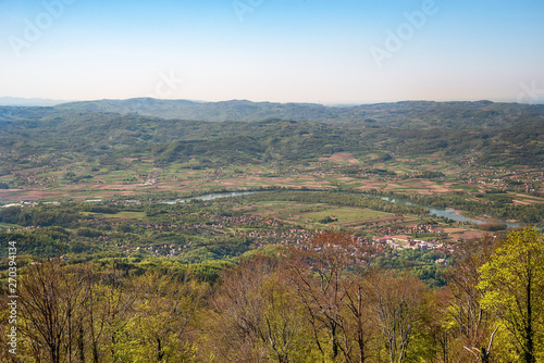 View of the river Drina from the mountain Gučevo near Loznica