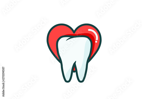 tooth icon with Heart. Dental Clinic Tooth Logo or icon. Dentist stomatology medical doctor Logotype concept icon