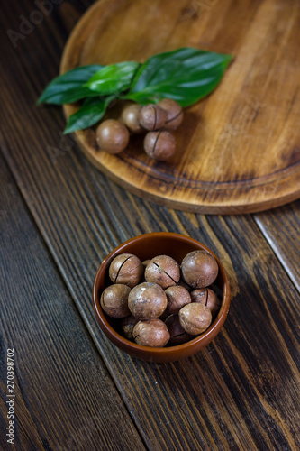 Brown ceramic bowl with mac...