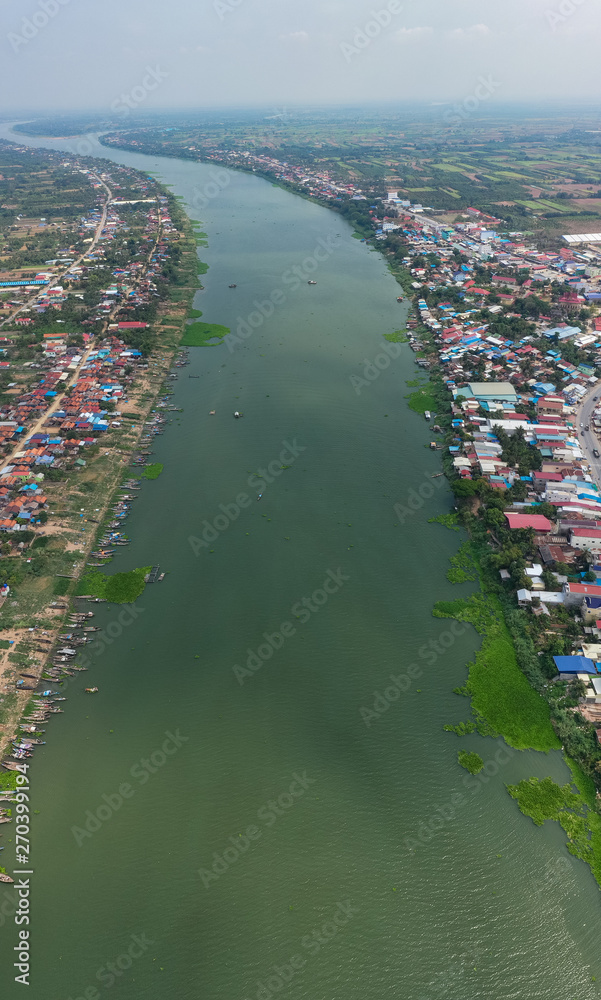The khmer small town at Cambodia beside riverside . this town famous with fishing on the river